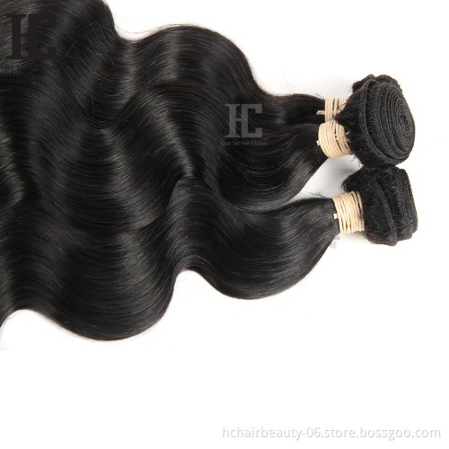 Brazilian Hairs Weave 3 Bundle With Frontal Natural Color Remy Human Hair Body Wave With Frontal
